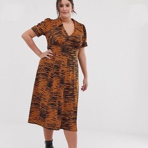 NWT Tiger print midi tea dress